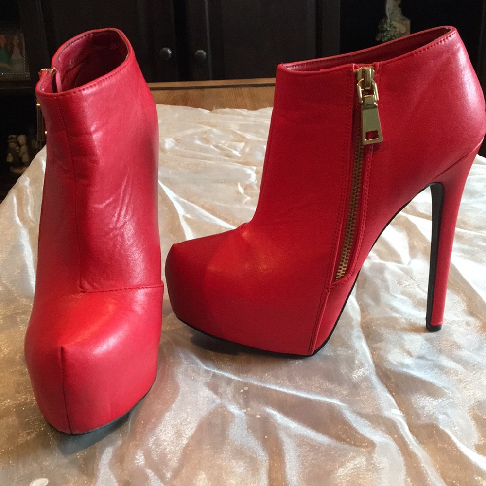 Red Qupid high heel booties